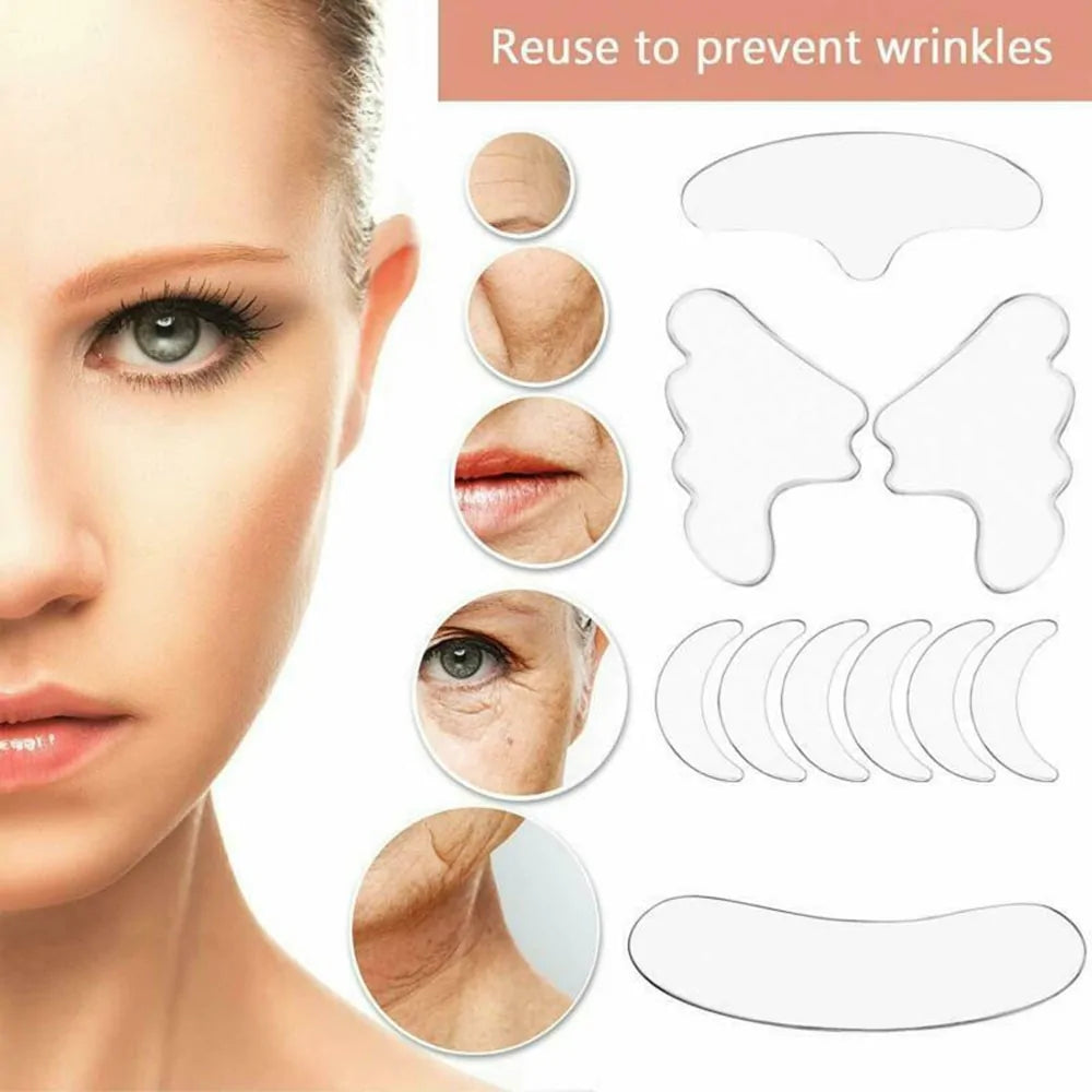 Parche antienvejecimiento para el cuidado de la piel, silicona reutilizable, antiarrugas