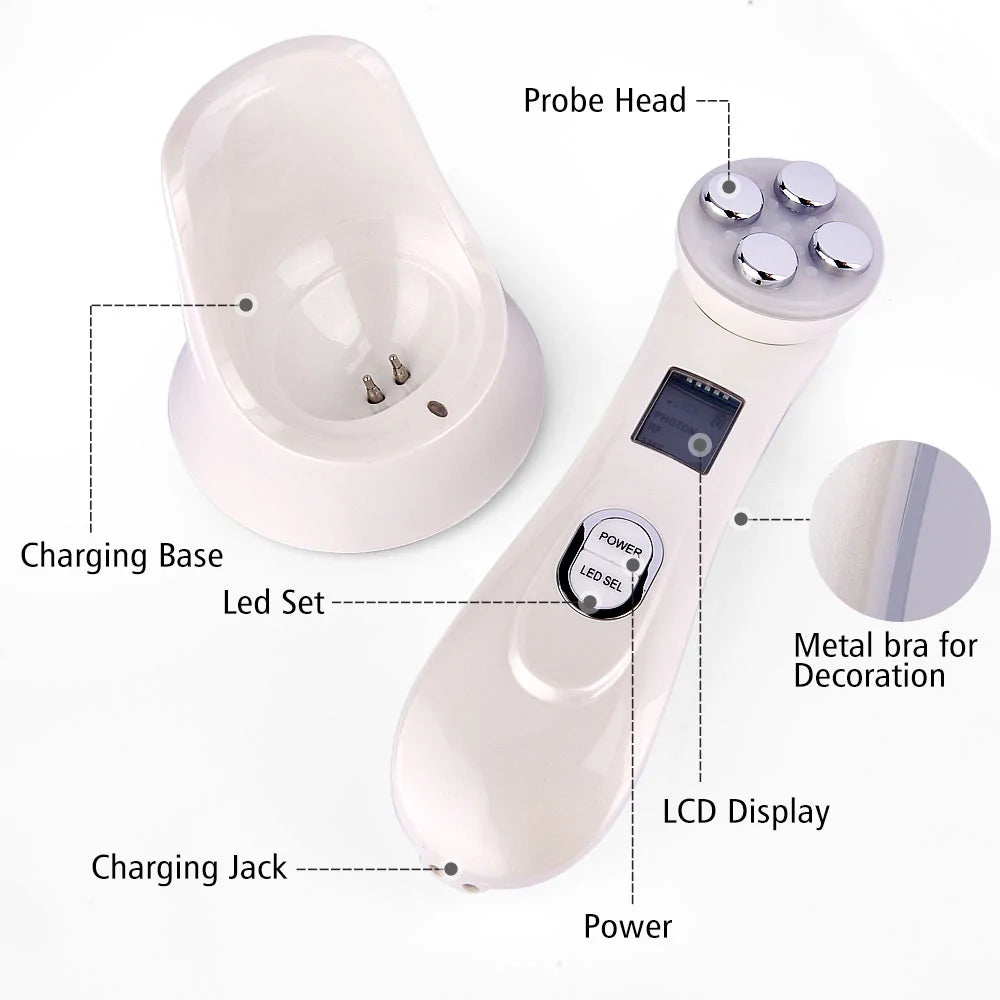 Dispositivo de belleza LED 5 en 1 para reafirmar la piel